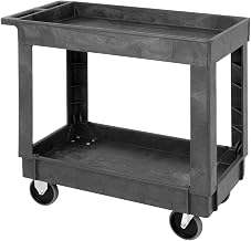 Quantum PC3518-33 Polymer Mobile Utility Cart | Heavy-Duty Two Shelf Plastic Bussing Transport Dolly with Push Handle for Restaurant Healthcare | 550 lbs Load Capacity, 34.25"W x 17.5"D x 32.5"H, Gray