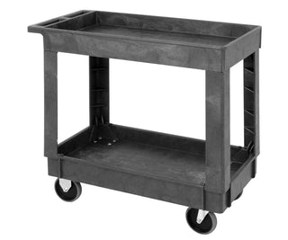 Quantum Polymer Mobile Utility Cart | Heavy-Duty Two Shelf Plastic Bussing Transport Dolly with Push Handle for Restaurant Healthcare | 550 lbs Load Capacity by QUANTUM STORAGE