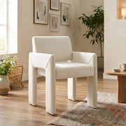 Performance Velvet-Upholstered Dining Armchair with Stain-Resistant Fabric by Furnifact – Velvet, Alabaster