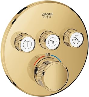 GROHE Grohtherm SmartControl Thermostat with Three Shut-Off Valves, Round Wall Rosette, Colour: Fresh Dawn - 29121GL0