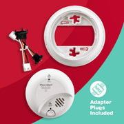 SC9120B Corded Electric Combination Alarm with Adapter Plugs for Easy Replacement by First Alert – No Size, Plastic, white, Model 1039807