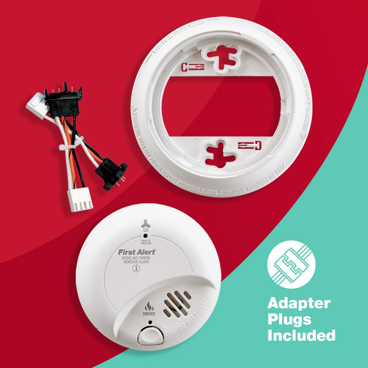 SC9120B Corded Electric Combination Alarm with Adapter Plugs for Easy Replacement by First Alert – No Size, Plastic, white, Model 1039807
