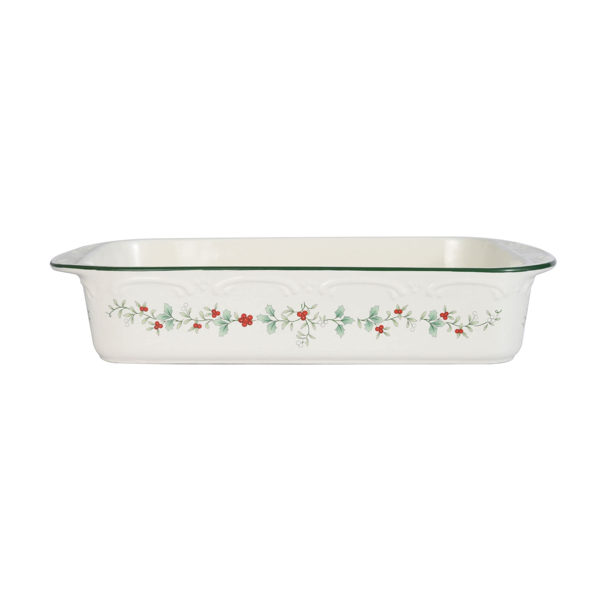 Pfaltzgraff Winterberry Rectangular Baker, 13 x 9 Inch Stoneware, White