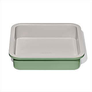 OXO Good Grips Non-Stick Pro Ceramic Coated Metal Bakeware Cake Pan — 9 in Square— Basil, Square Baking Pan for Cakes, Brownies and Cookies