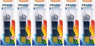 Prang Hobby Paint Brush Set, Assorted Sizes, 5 Brushes/Set, Pack of 6 Sets, 30 Brushes Total
