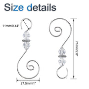 Increway Ornament Hooks, S-Shaped Metal Hangers with Crystal Beads, Silver, 30 Pack