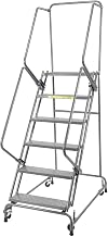 Ballymore FSH626P Steel Standard Rolling Ladder with Spring Loaded Casters and Handrails, Perforated Step Tread, Unassembled, OSHA/ANSI Standard, 6 Steps, 24" Step Width, 14" Top Step Deep, Gray