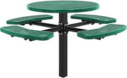 Global Industrial 46" Round Picnic Table, In Ground Mount, Expanded Metal,