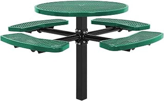 Global Industrial 46" Round Picnic Table, In Ground Mount, Expanded Metal,