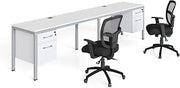 Boss Office Products Simple System Side by Side Double Desk with (2) Pedestals, 96" x 24", White