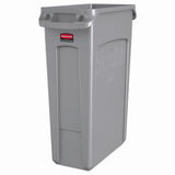 Slim Jim Plastic Rectangular Trash/Garbage Can with Venting Channels by Rubbermaid Commercial Products – 23 Gal, 23.0 gallons, Plastic, Gray, Model FG354060GRAY