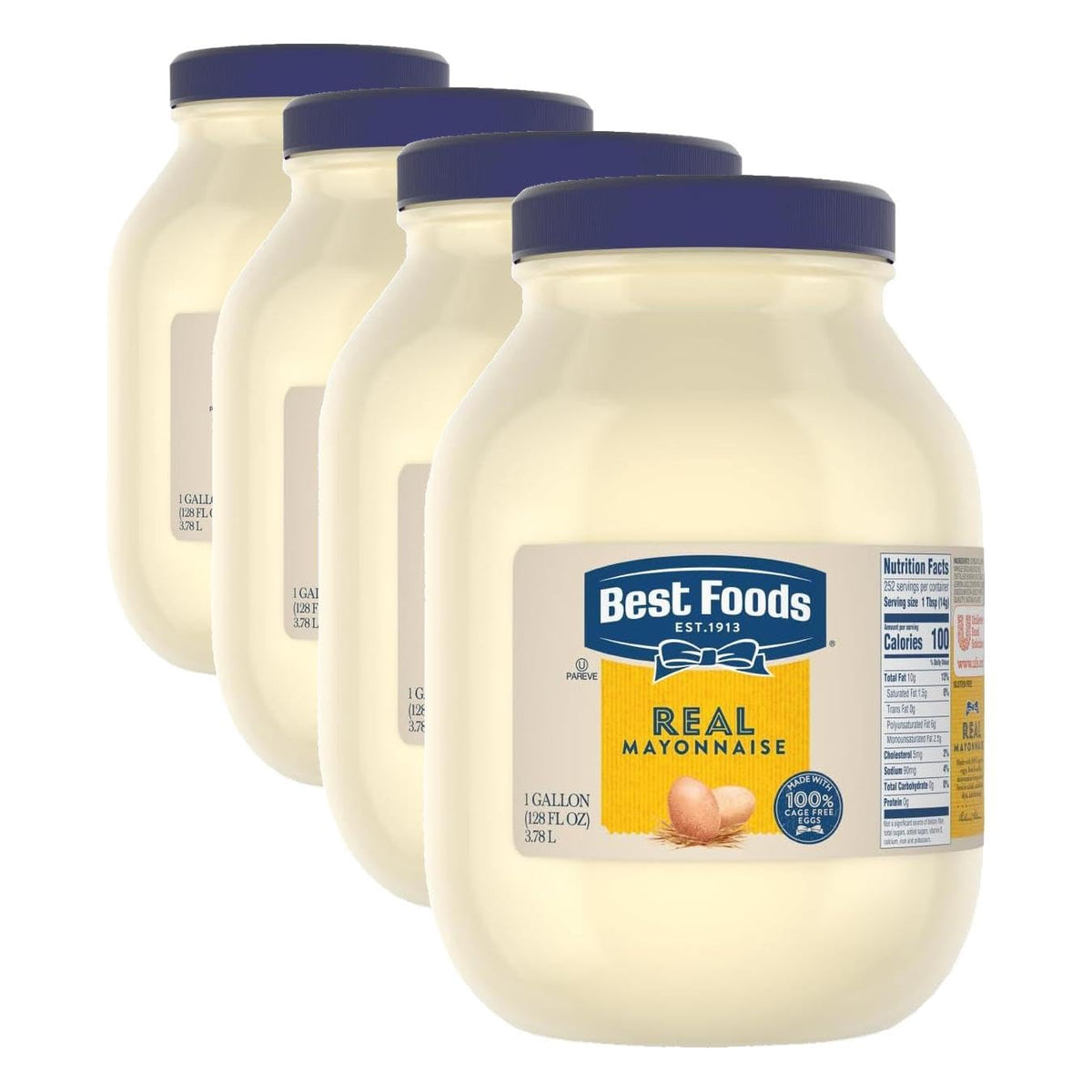Best Foods 128 Fl Oz (Pack of 4) / Real / Off white Mayonnaise