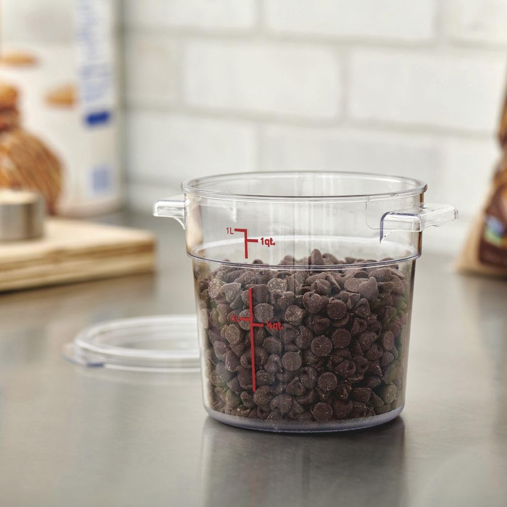 Clear Round Food Storage Container - 5" Dia x 5" D by HUBERT – Polycarbonate (PC), Clear, Model 0106001-PC