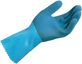 MAPA Blue-Grip LL301 Natural Rubber Gloves, Heavy Weight, Blue, Medium, 1 Pair