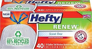 Hefty Renew Recycled Plastic Tall Kitchen Drawstring Trash Bags (13 Gallon, 40 Count)