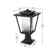 York One Light Outdoor Post Mount Black by Lighting Design – Iron, Black, Model OD305P18BK