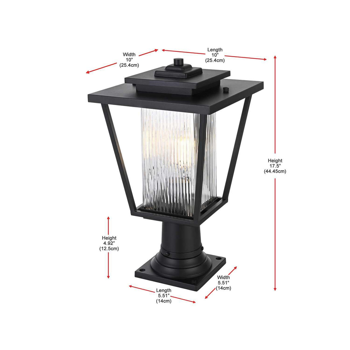 York One Light Outdoor Post Mount Black by Lighting Design – Iron, Black, Model OD305P18BK