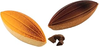 Silikomart Kit 3D Tarte Ring Cabossa – Silicone Tray with 6 Cocoa-Pod Cavities (120 x 40 x 20 mm High) + Cutter + Perforated Rings – Dessert Pan Set