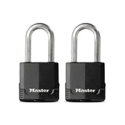 M515XTLH Magnum Heavy Duty Padlock with Key by Master Lock – 2 Pack, Stainless Steel, Black, Model M515XTLHCCSEN