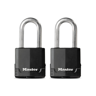 M515XTLH Magnum Heavy Duty Padlock with Key by Master Lock – 2 Pack, Stainless Steel, Black, Model M515XTLHCCSEN