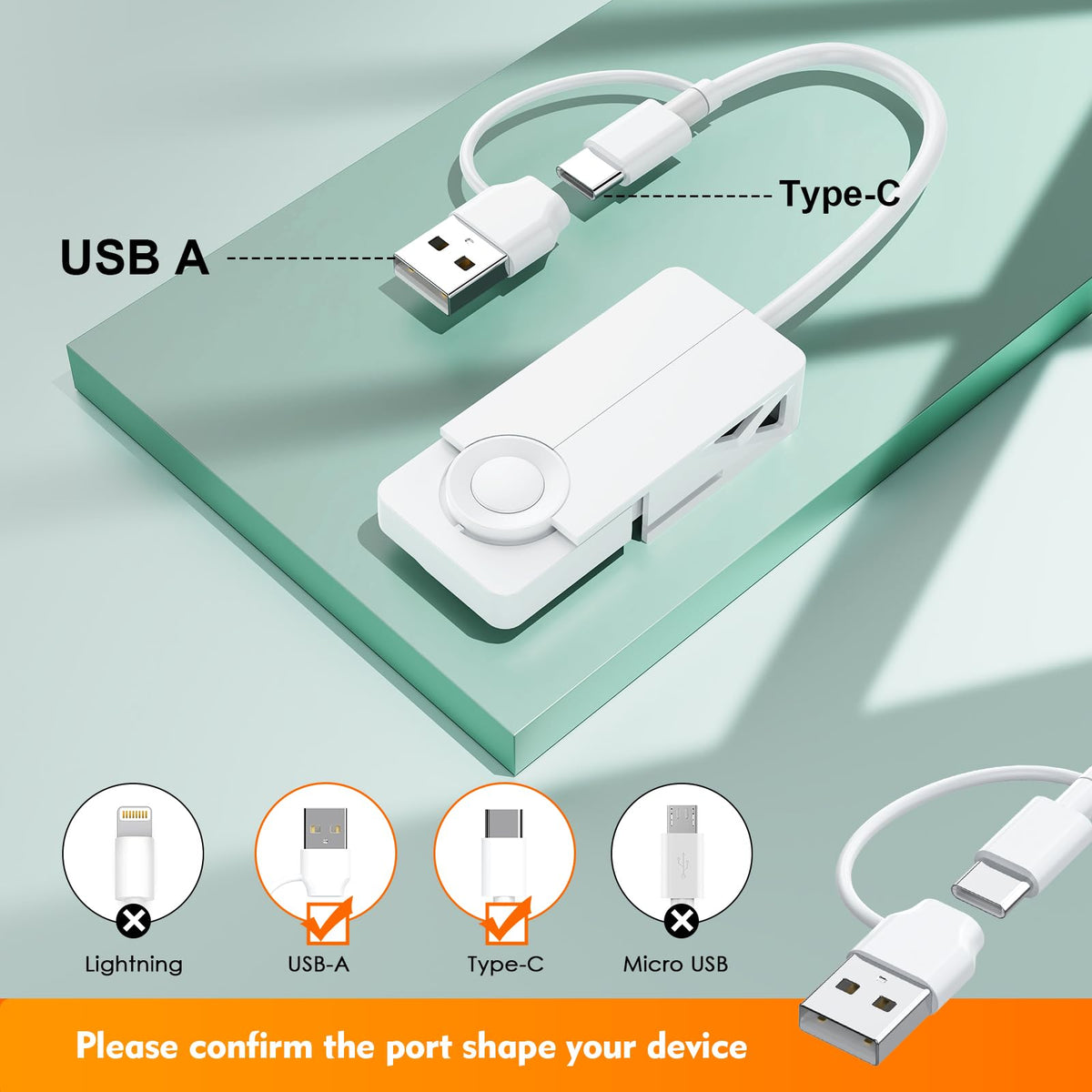 CAC Reader with 2 in 1 USB/Type C Dual Connector by Rocketek – Mini, White-335EN