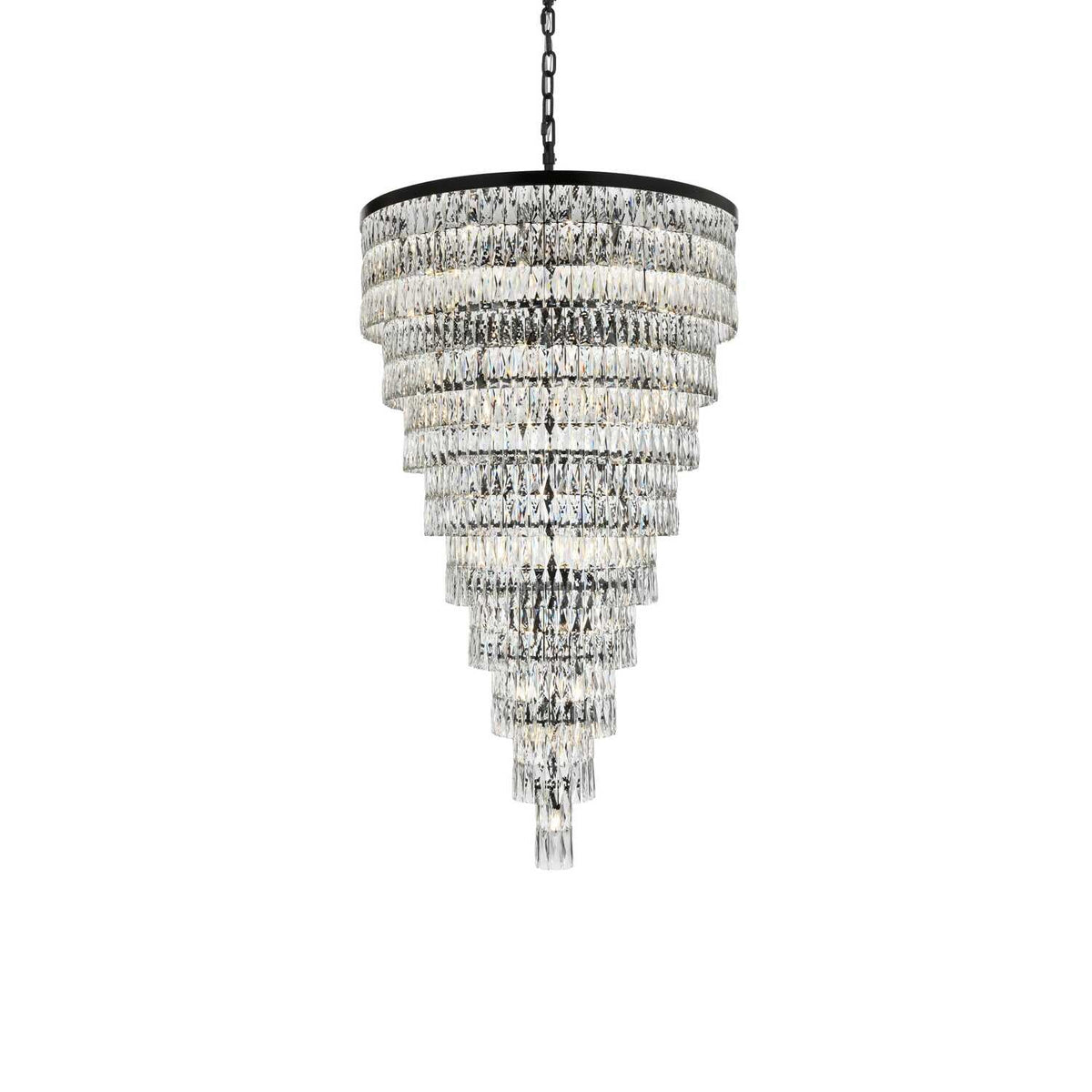 Josephine 61 Light Chandelier Black by Lighting Design – Iron and Crystal, Black