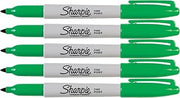 Sharpie Green Markers, Fine Point Tip, Permanent Markers, 5-Count