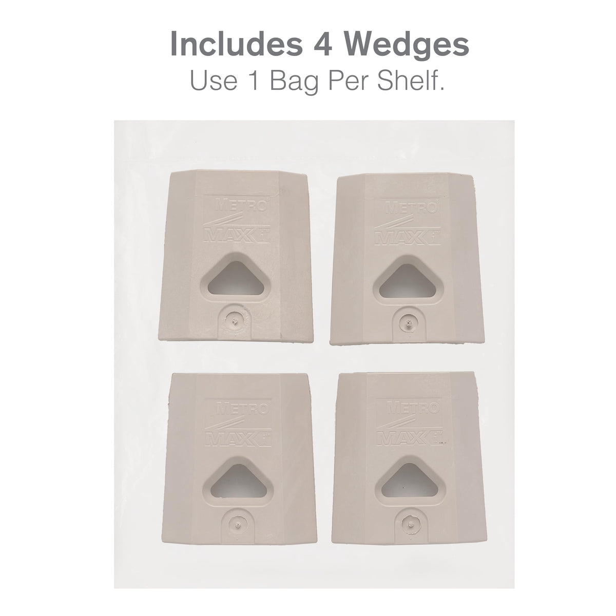 MetroMax i Industrial Plastic Shelving Wedges – 3 inches x 3.5 inches x 2 inches, Plastic, Taupe, Pack of 4, Model MX9985