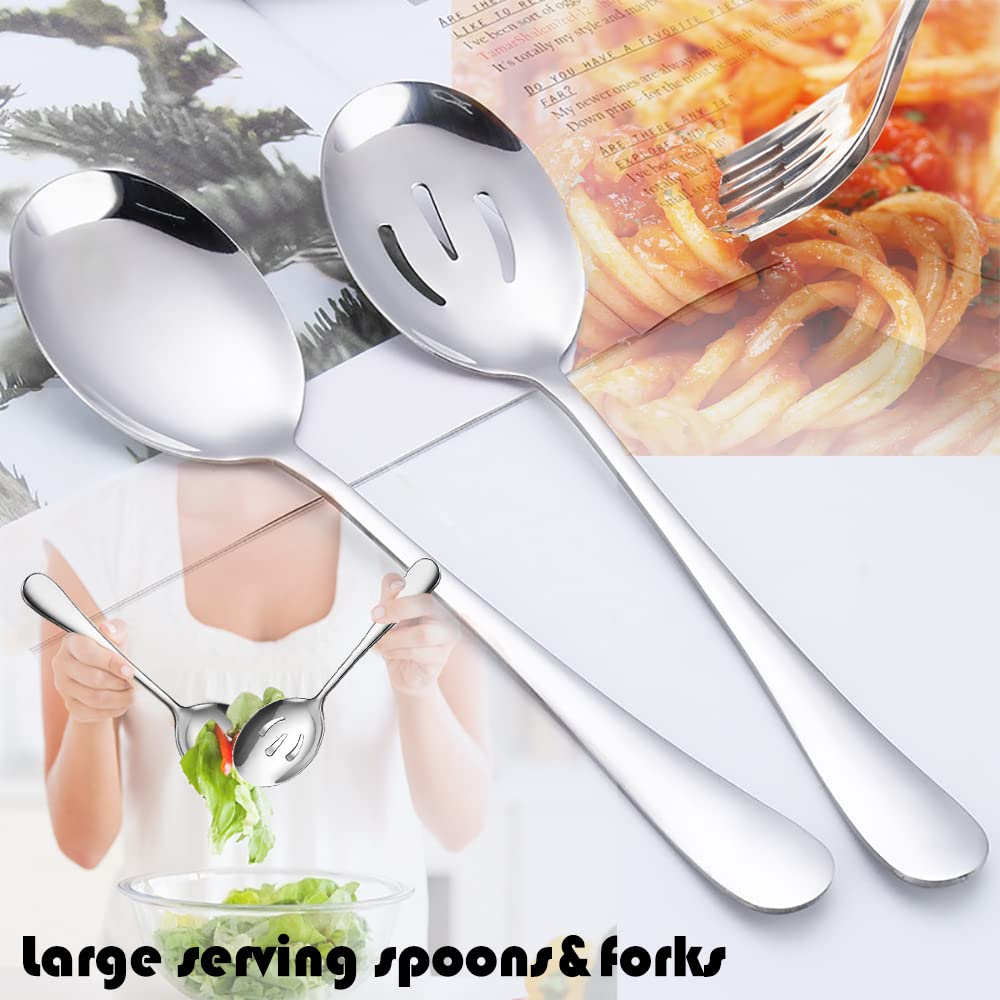 IAXSEE Serving Utensils Set, Stainless Steel, 11 Piece, Silver