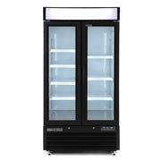 Double Glass Door Narrow Width Merchandise Refrigerator by MAXX Cold – 39.5" W, 36.0 cubic_feet, Black, Model MXM2-36RBHC
