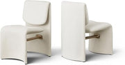 Meridian Furniture 88020Cream-C Slique Collection Modern | Contemporary Dining Chair with Soft Polyester Performance Fabric, Stretcher Bar, Iron Frame, 19.25" W x 26.5" D x 33.25" H, Cream, Set of 2
