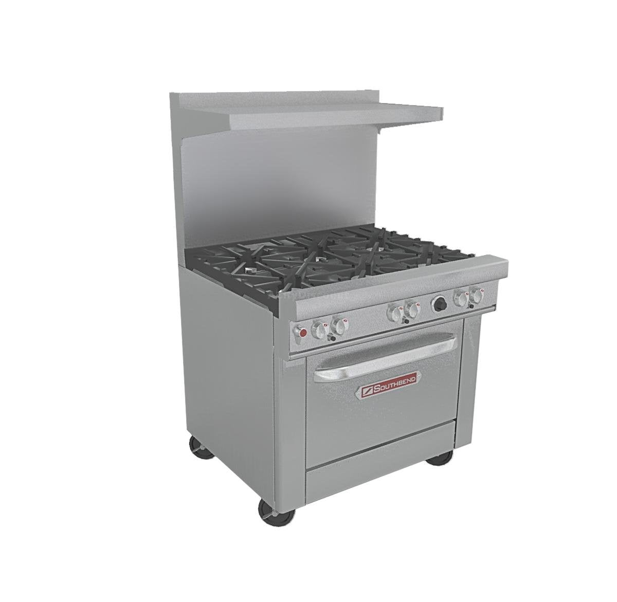 Ultimate 36'' NAT Gas Range 6 Burner Standard Grates Convection Oven | 230000 BTU by SouthBend – 36 inches, Stainless Steel, Model 4361A