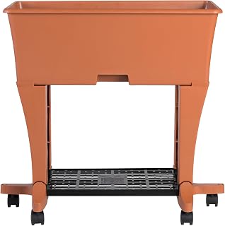 EarthBox Raised Bed Garden Stand – Includes Legs, Wheels & Storage Tray, Easy Assembly, Trellis Compatible, Made in USA, Terra