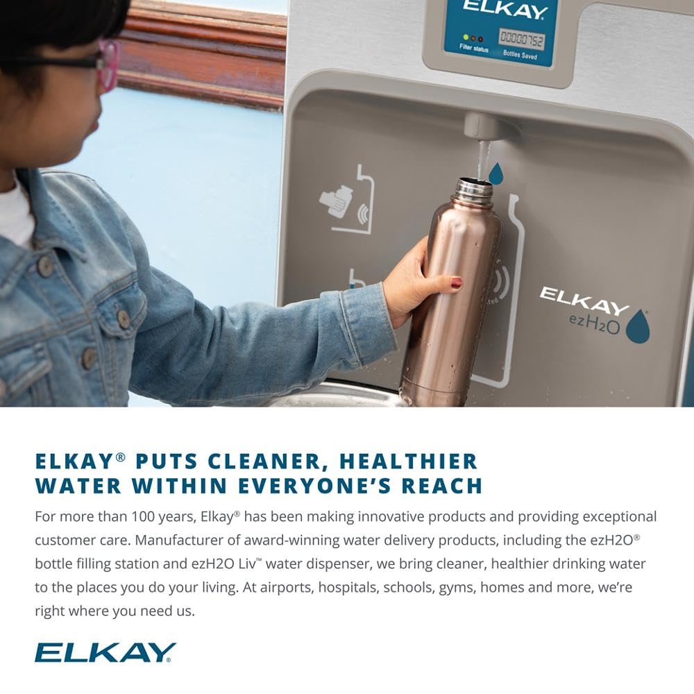 ezH2O Refrigerated Surface Mount Bottle Filling Station Filtered 8GPH Stainless Steel by Elkay – Stainless Steel, Model LZ8WSSSMC