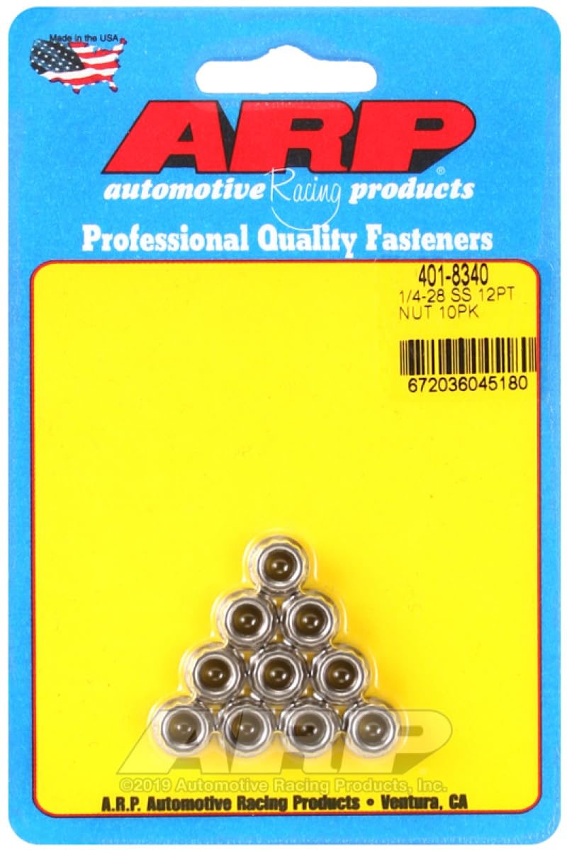 Nut Kit (1/4-20 SS 12pt nut) by ARP – Stock, Stainless Steel, Silver, Model 401-8340
