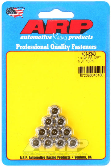 Nut Kit (1/4-20 SS 12pt nut) by ARP – Stock, Stainless Steel, Silver, Model 401-8340