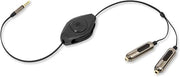 ReTrack ETPRSPLIT Retractable Premier 5-Feet Audio Splitter Cable with Volume Controls, Black/Silver