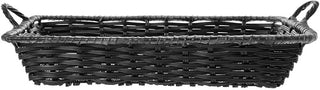 HUBERT Wicker Storage Basket with Handles Black Plastic - 18" L x 12" W x 3 1/2 H