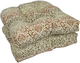 Blazing Needles 93184-2CH-PO-008 19 in. U-Shaped Premium Outdoor Tufted Dining Chair Cushions Festive Spice - Set of 2
