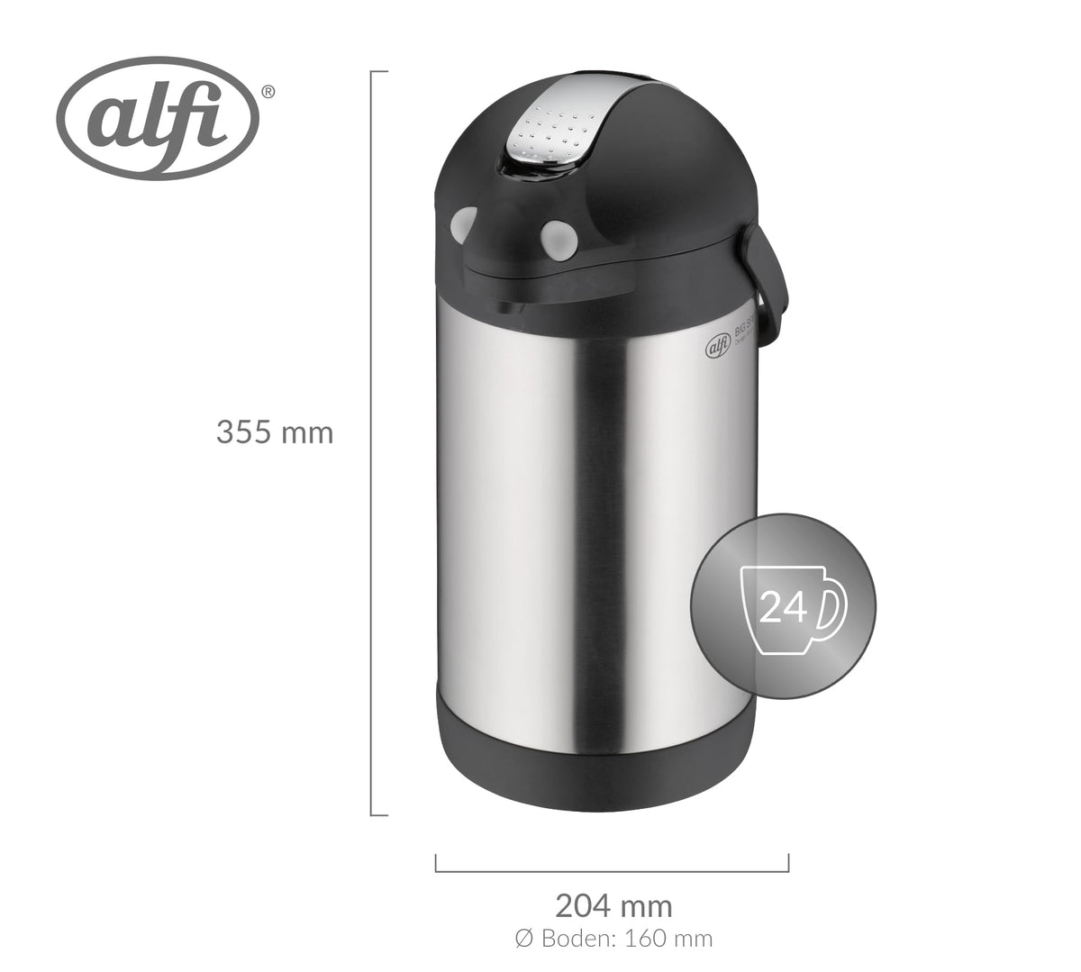 Big Spender Carafe by Alfi – 101.4 Ounces, 3 liters, Stainless, Model 887020300