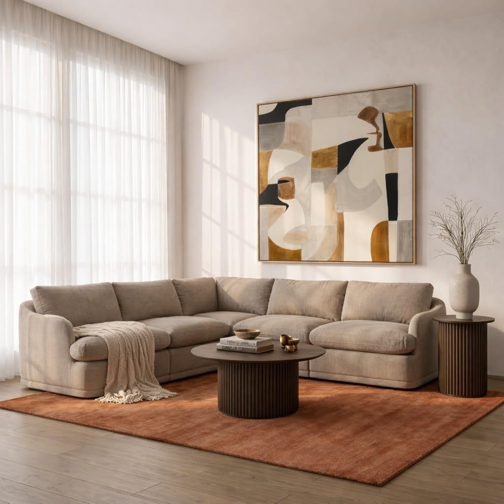 Chantry - Modern Grey Sand Fabric Sectional Sofa by Limari Home – Fabric, Grey, Model LIM-83256