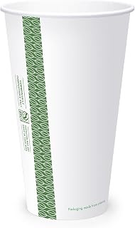 Vegware Compostable 22oz PLA-lined Paper Cold Cups, Case of 1000, Sustainable Board, Strong, Light Perfect for Fountain Drinks, Smoothies, Snacks or Iced Coffee, Lids Available, Disposable