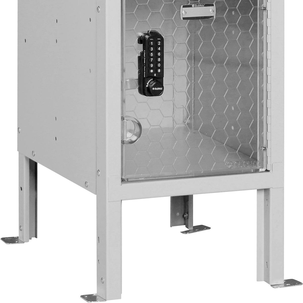 Global Industrial 5-Tier 5 Door Clear View Locker – Digital Lock, 12" Wx18 Dx66 H, Gray, Unassembled