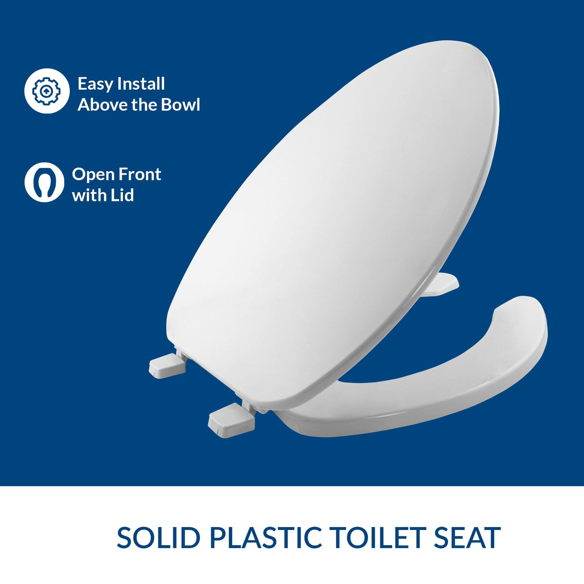 175 Commercial Open Front Plastic Toilet Seat by Bemis – Elongated, Plastic, White, Model 175 000