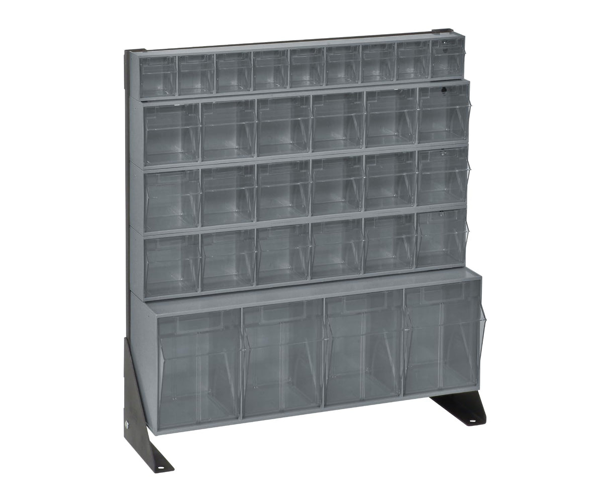 QUANTUM STORAGE SYSTEMS 28" H x 24" W x 10" D / 31 Drawers Tip Out Bin Stand Gray / Grey Storage Racks