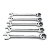 5 Pc. 12 Pt. Ratcheting Combination Wrench Set by GearWrench – 5 piece set, Alloy Steel, Silver, Model 93005