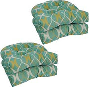 Blazing Needles 93184-4CH-PO-006 19 in. U-Shaped Premium Outdoor Tufted Dining Chair Cushions, Duo Seaspray - Set of 4
