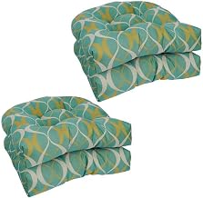 Blazing Needles 93184-4CH-PO-006 19 in. U-Shaped Premium Outdoor Tufted Dining Chair Cushions, Duo Seaspray - Set of 4