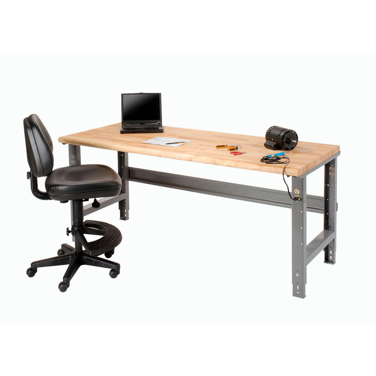 Adjustable Height Workbench C-Channel Leg by Global Industrial – 30"L x 72"W x 4"H, Steel, Gray, Model 183988