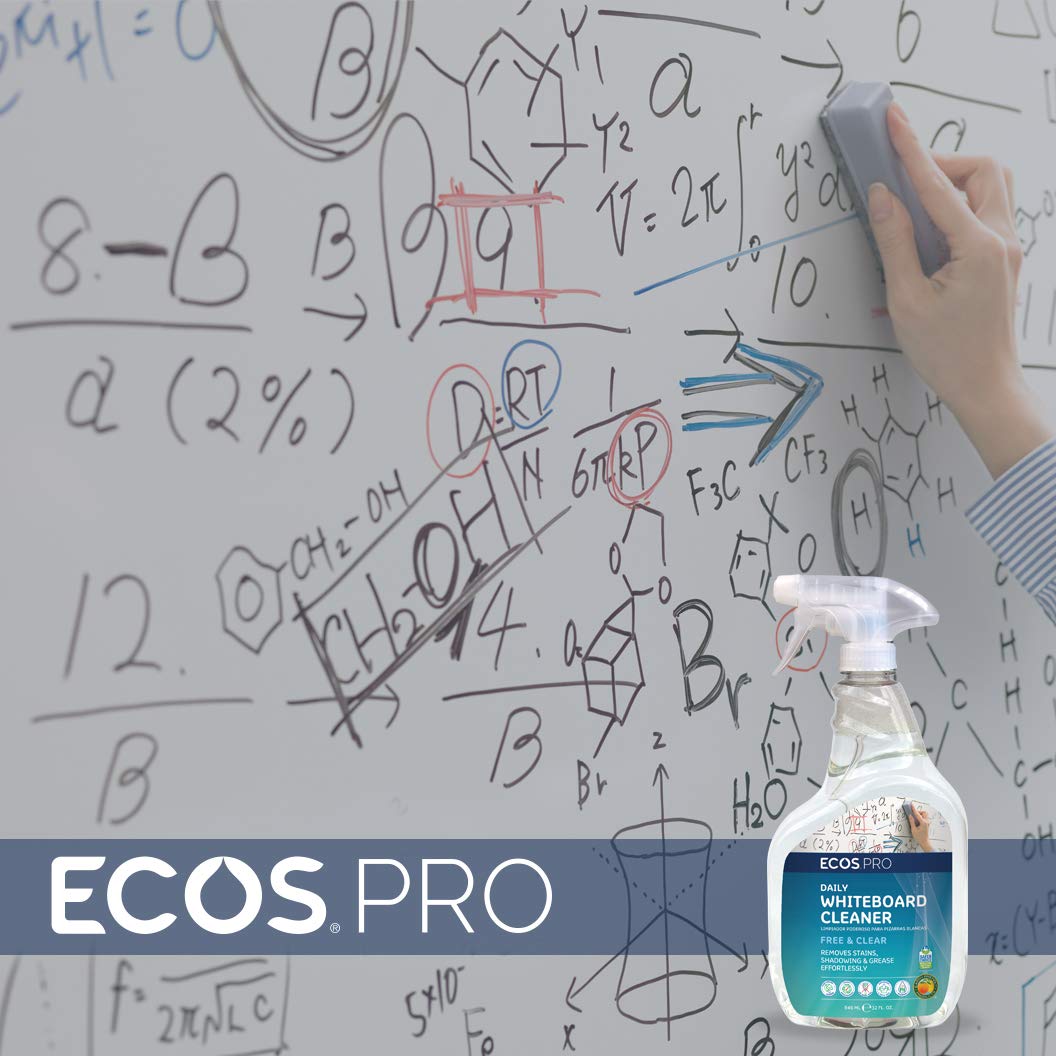 Everyday Whiteboard Cleaner (Pack of 6) by ECOS PRO – 32 Fl Oz (Pack of 6), Pack of 6, Model PL9869/6